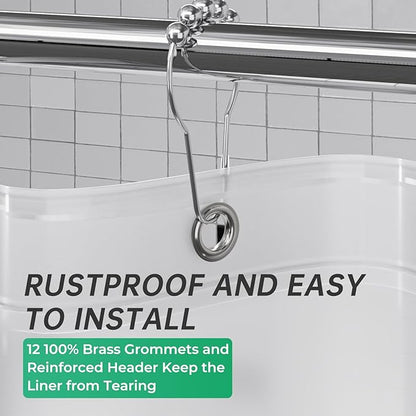 AmazerBath Plastic Small 36 x 72 Narrow Frosted , PEVA Cute Stall Shower Liner, Stand Up Shower Curtain Liners with 2 Clear Weights and 6 Grommet Holes