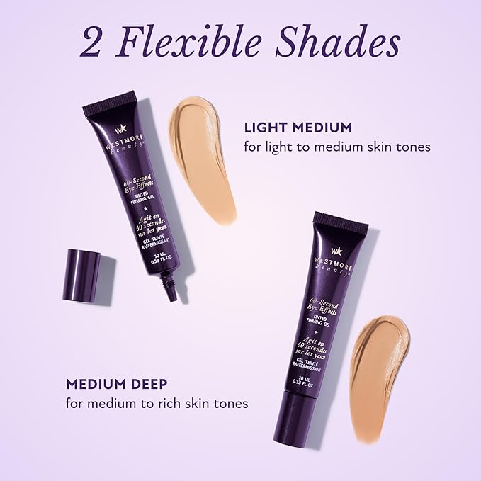 Westmore Beauty 60 Second Effects Tinted Firming Gel - Under Eye Cream For Puffiness And Bags Under Eyes - 20 mL Medium to Deep - 0.68 Fl Oz