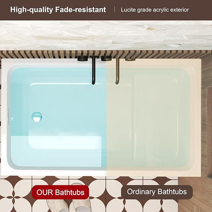 43 Square Inch Acrylic Independent Bathtub, Capacity 50 Gallons, Can Hold 650 Pounds, Smooth White Surface, Chrome Plated Drainage And Overflow (Seated) (White, 43 In With Seat)