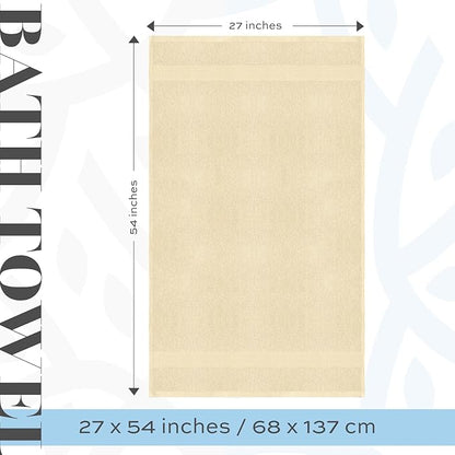 White Classic Luxury Bath Towels Set of 4 Large - 700 GSM Cotton Ultra Soft Bath Towels 27x54 | Highly Absorbent and Quick Dry | Hotel Towels for Bathroom Luxury, Plush Shower Towels, Beige