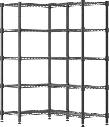 Himimi Storage Shelves-5 Tier Heavy Duty Wire Shelving Unit with Leveling Feet, 1500LBS Adjustable Metal Shelves Organizer for Kitchen Garage Pantry Laundry, 60" W*14" D*72" H, Black