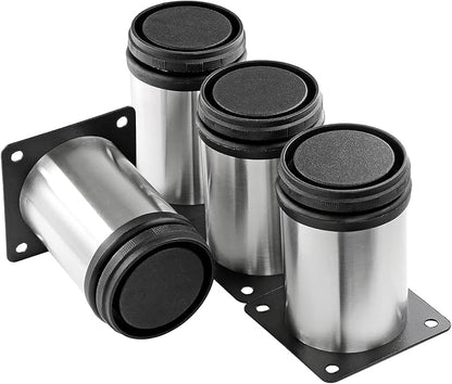 3 Inch Metal Furniture Legs Stainless Steel Adjustable Legs Silver Table Legs Round Cabinet Legs for Coffee Table Cabinet Desk Sofa Shelves, Pack of 4