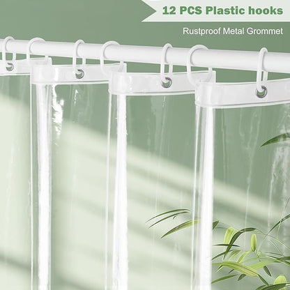 UFRIDAY 72 x 86 inches Extra Long Shower Curtain Liner,Simple Plastic Clear Bathroom Curtain Waterproof Shower Curtain with 5 Magnets Bottom,Heavy Duty Home Hotel Restaurant Liner