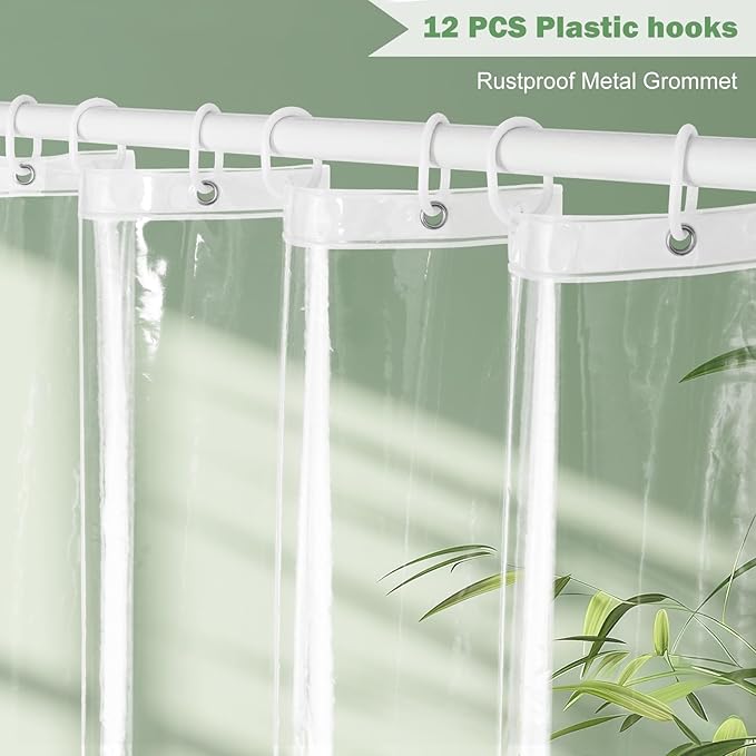 UFRIDAY RV Small Stall Shower Curtain Liner 36 x 72 inch, Clear PEVA Waterproof Plastic Stall Size Shower Curtain for Home, Heavy Duty, Weighted with 3 Magnets on Bottom, 36 x 72 inch