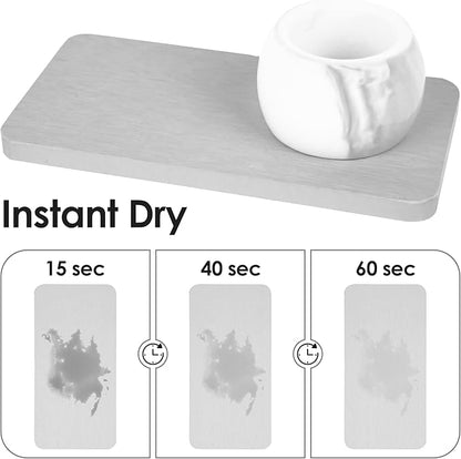 Ceramic Toothbrush Holder & Toothbrush Cup with Diatomite Tray for Bathroom, Bathroom Tumbler Cups Reusable Toothbrush Mouthwash Cup, Shower Counter Storage Organizer (Grey)