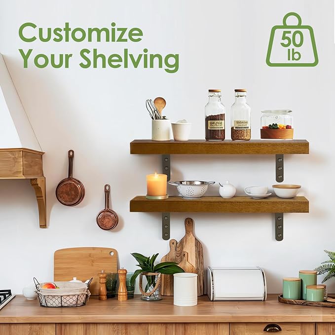 Towel Racks for Bathroom-Wall Mounted Floating Shelves for Wall Bathroom Bedroom Kitchen Living Room, Hanging Book Shelves Decor Bathroom Organizer, 16 inch Solid Wood, (Walnut-Like, Set of 3, 16in)