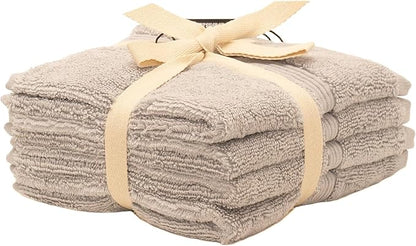 Mosobam Luxury Turkish Towels Set of 4 Washcloths 13X13 Light Grey (Gray) 700 GSM Bamboo Viscose & Aegean Turkish Combed Cotton