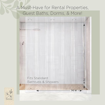 Stitch & Stone Shower Curtain Liner, Premium Lightweight Durable Waterproof 4g PEVA for Bathroom with Weighted Magnets, Standard Size 70" x 72" Clear 1 Pack