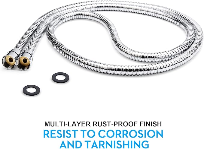 Shower Hose, 69 Inches Extra Long Stainless Steel Handheld Shower Head Hose with Brass Insert and Nut - Durable and Flexible(Chrome)