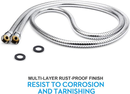 Shower Hose, 69 Inches Extra Long Stainless Steel Handheld Shower Head Hose with Brass Insert and Nut - Durable and Flexible(Chrome)