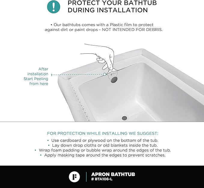 Fine Fixtures Acrylic, Fiberglass Alcove Soaking Bathtub with Integral Apron Front - Drain Included (48" x 32", Left Hand, White)