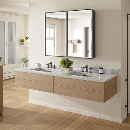 40x30 Pre-Assembled Black Medicine Cabinet with Mirror, Surface or Recessed Medicine Cabinet Mirror for Bathroom, Aluminum Beveled Frame Bathroom Vanity Mirror with Adjustable Shelves Storage