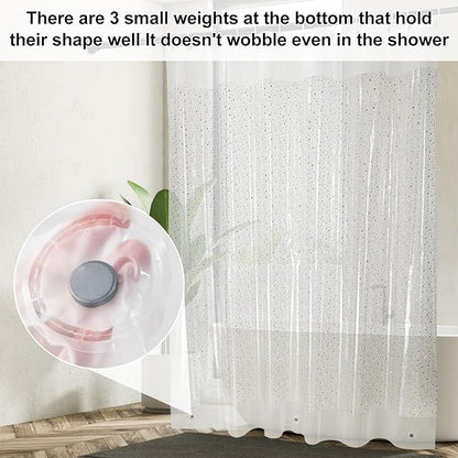 PEVA Shower Curtain, 72 x 72 Water Repellent Premium Bathroom Shower Curtain with 3 Magnetic Weights for Shower Stall, Bathtubs (Star)