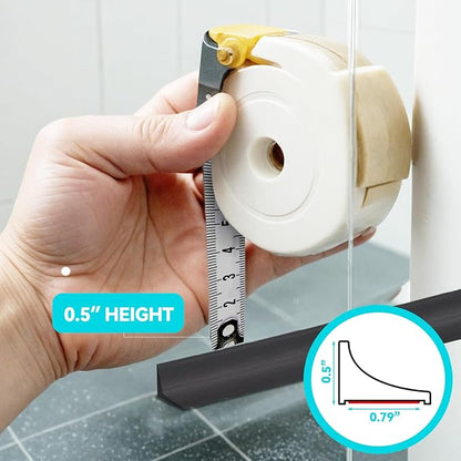 Shower Threshold Water Dam Barrier 98", Silicone Sealant Included, Collapsible Self-Adhesive Water Blocker, Shower Door Water Stopper for Floor Bathroom Kitchen Bathtub Sink