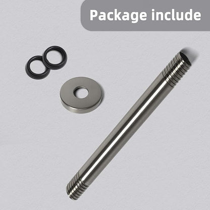 8 Inch Shower Arm with Flange, Ceiling Mounted Shower Head Extension Arm, 1/2 NPT Straight Arm for Rain Shower Head, Stainless Steel Shower Head Extension Replacement Pipe Arm, Brushed Nickel