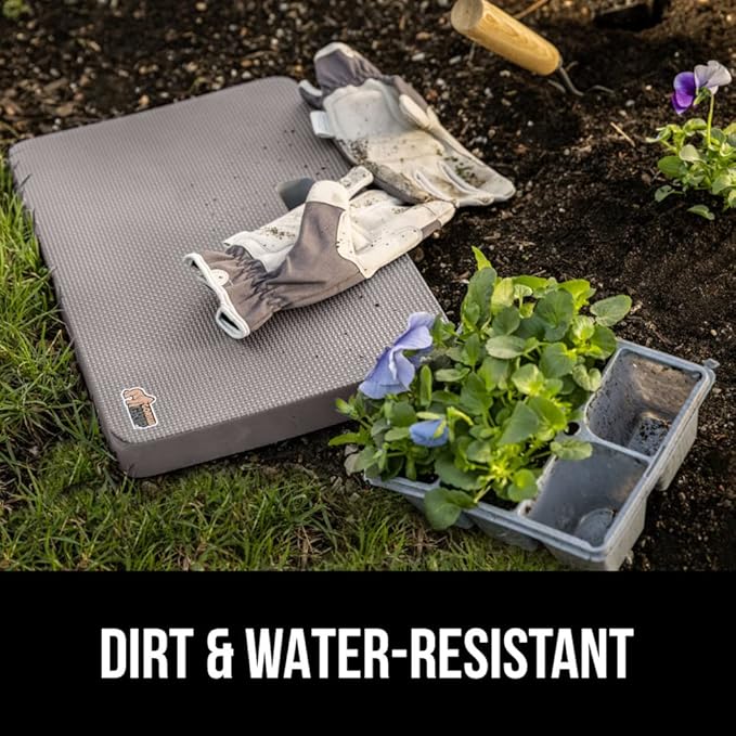 GORILLA GRIP Extra Thick Patent Pending Soft Foam Kneeling Pad, Supportive Large Cushion Knee Pads for Gardening, Baby Bath Time, Dirt and Water Resistant, Workout and Garden Supplies, 17.5x11, Gray