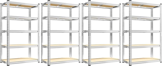 REIBII Storage Shelves 2020LBS Garage Shelving Heavy Duty Metal Shelving Adjustable 5 Tier Pantry Shelves for Garage Pantry Closet Kitchen Basement 28" W x 12" D x 59.8" H, 4 Pack
