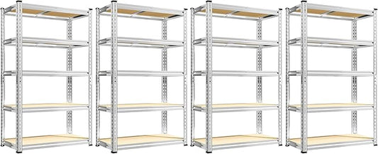 REIBII Storage Shelves 2020LBS Garage Shelving Heavy Duty Metal Shelving Adjustable 5 Tier Pantry Shelves for Garage Pantry Closet Kitchen Basement 28" W x 12" D x 59.8" H, 4 Pack