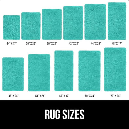 GORILLA GRIP Bath Rug Mat 30x20, Soft Absorbent Chenille, Quick Dry Microfiber Mats, Rubber Backing Washable Shower Floor Rugs, Bathmat Runner, US Designed Bathroom Home Decor Accessories Turquoise