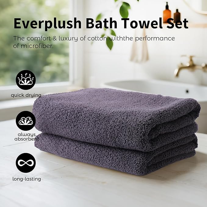 Everplush Diamond Collection 6-Piece Bath Sheet Set, Soft Plush Jacquard Luxury Bath Towels,Highly Absorbent & Fast-Drying Luxury Towels Sets for Bathroom,Shower, or Spa (Charcoal, Bath Sheet 6PK)