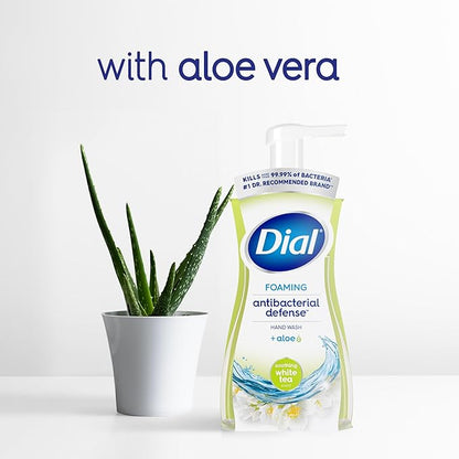Dial Antibacterial Defense Foaming Hand Soap + Aloe, Soothing White Tea, 30 Fl Oz Hand Soap Refill (Pack of 4), Dermatologist-Tested, Gentle on Skin