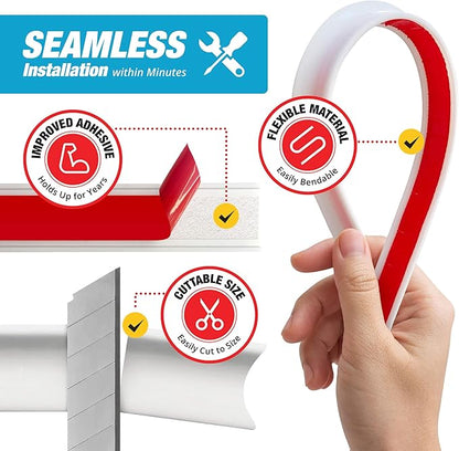 Shower Threshold Water Dam Barrier 45" - White Collapsible Shower Water Blocker - Guard for Walk in Shower - Water Guard Stopper for Floor - Shower Door Water Blocker by Hippo Dam