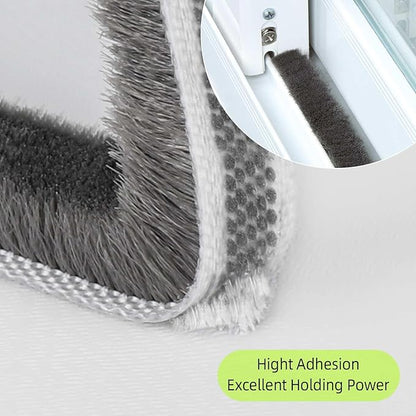 2Pack MILEQEE Door Brush Seal, 66Feet Total, Felt Pile Weather Stripping for Doors, Weather Strip for Windows Cabinet, Self Adhesive Draft Blocker, Dust Stopper Sliding Door Seal Winter, Grey 20m