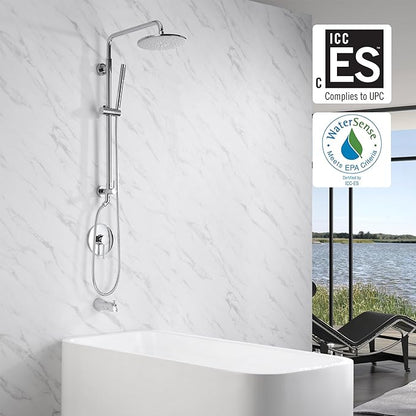 sumerain Retrofit Rain Shower Heads System with 9 Inch Shower Head 2.5GPM, Chrome Finish