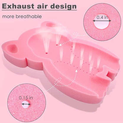 Soft Infant Bath Sponge Elephant Baby Bath Mat Newborn Comfy Foam Skid-Proof Cushion (Pink 1Set)