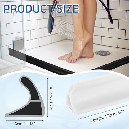 uxcell Shower Water Barrier, 67" TPE Splash Guard Shower Water Stopper Retention System for Bathtub Sink Washing Machine Dry and Wet Separation, 1.18"W x 1.77"H, White