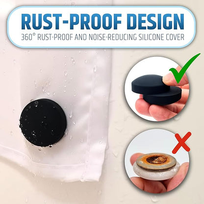Powerful Anti-Billowing Magnetic Shower Curtain Weights for Splash-Free Bath Experience - 360° Silicone Wrapped - Will Never Rust - Heavy Magnets Prevent Curtain Liners from Blowing | 4 Pairs | Black