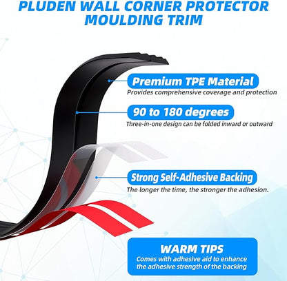 40FT Flexible Wall Corner Protector Moulding Trim, Peel and Stick Inside & Outside Wall Corner Guards Edge Protector,Self Adhesive Molding Trim Strip for Edge Ceiling