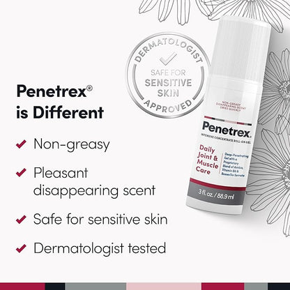 Penetrex Joint & Muscle Therapy - Soothing Gel for Back, Neck, Hands, Feet - Premium Whole Body Rub with Arnica, Vitamin B6 & MSM - 3oz Roll On Gel (3-Pack)