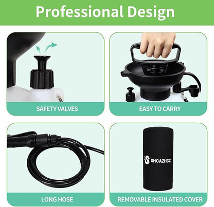 2.1 Gallon/8L Portable Outdoor Shower, 10 Spray Modes, No Power Needed, Insulated Sleeve Keeps Water Warm, Multi-Use Sprayer for Camping, Beach & Surfing, Fishing, Hiking, Road Trips, White