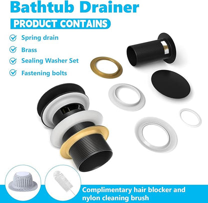 【Limited-time Promotion】 Pop Up Freestanding Tub Drain Plug, 2025 Upgraded freestanding tub Drain，Rust-Proof and Clog-Proof (for Most freestanding bathtubs) (Matte Black)