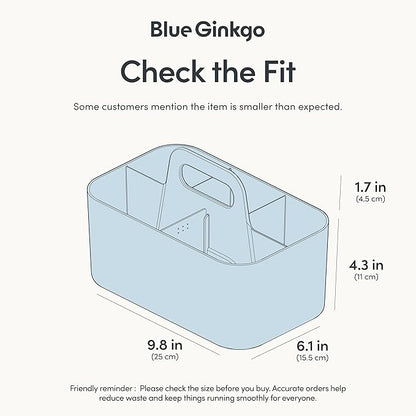 BLUE GINKGO Stackable Organizer Caddy – Korean-Made Portable Tote for Bathroom, Office, Crafts, or School Supplies (Rectangle, Blue)