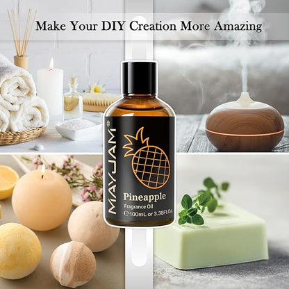 MAYJAM 100ML/3.38FL.OZ Pineapple Fragrance Oils with Glass Dropper, Essential Oils for Diffusers for Home, Long Lasting Scented Oils for Diffusers Soap Candle Making
