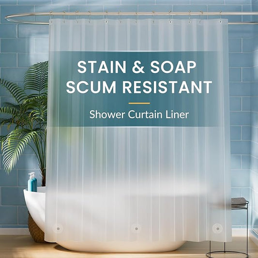 Titanker Extra Long Shower Curtain Liner 72 x 84 Plastic Frosted Shower Liner Waterproof Shower Curtain Liner PEVA Shower Curtains for Bathroom with Magnets and Rustproof Metal Grommets