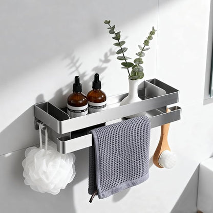No Drilling Shower Caddy Adhesive Rustproof Bathroom Organizers and Storage Large丨Wall-Mounted Shelves丨Stainless Steel Adhesive Shower Rack for Bathroom Decor & Storage - Silver