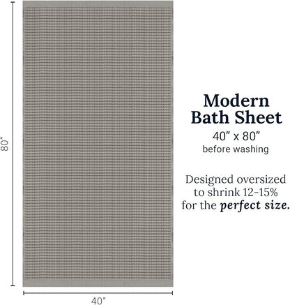 GILDEN TREE Waffle Bath Sheet Quick Dry Towel, Thin Luxury Bath Towels, Bath Sheets 40x80 Large Bath Towels, Modern Style (Pewter)