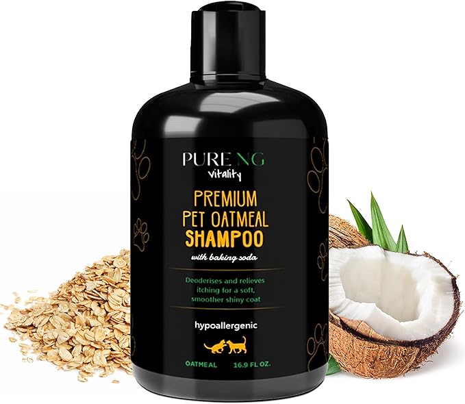 Dry Skin & Anti Itch Shampoo for Dogs | Oatmeal Dog Shampoo | Itchy Skin Relief | Hypoallergenic with Anti Dandruff Treatment | Anti-Fungal & Alcohol-Free | Nutrient-Rich | Suitable for All Pets