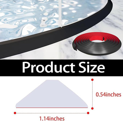 Raycity Shower Threshold Water Dam Barrier,Shower Door and Kitchen Water Strip Dam Shower Guard for Dry And Wet Separation Caulk Seal Strip Edge Trim(39Inches/Black)