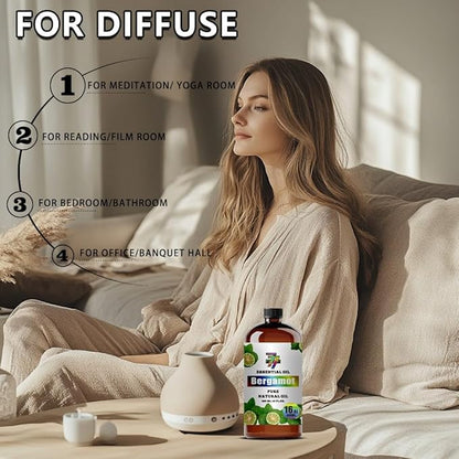 Bergamot Essential Oil(16oz / 480ml) - Bergamot Oils Used in diffusers, humidifiers, Home Baths, Cleaning Products, Yoga, DIY Soaps and DIY Scented Candles