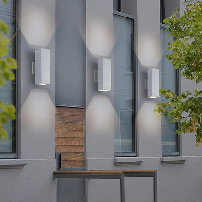Cerdeco Aluminum Modern Outdoor Wall Light, Exterior Outdoor Wall Sconce Up Down Light Fixtures Matte White [UL/ETL Listed]