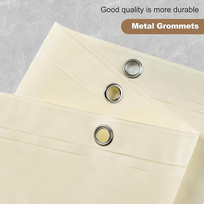 UFRIDAY Beige Shower Curtain Liner Premium PEVA 72 x72 inch,Heavy Duty Shower Curtain with 3 Weighted Magnets, Plastic Waterproof Grey Shower Curtains for Bathroom with 12 Hooks