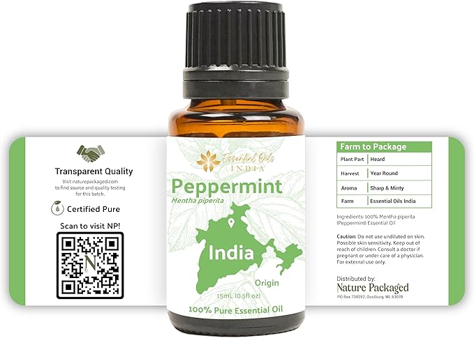 Peppermint Essential Oil - Direct from Norex Flavours India - Steam Distilled - Aceite Esencial de Menta for Aromatherapy, Massage, Diffuser, DIY Candle and Soap Making - 2lbs