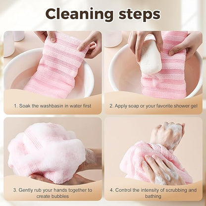 3PCS Exfoliating Shower Towel,2026 New Premium Scrub Wash Back Bath Cloth for Body Face,Exfoliating Washcloth Back Body Scrubber for Home（#Grid）