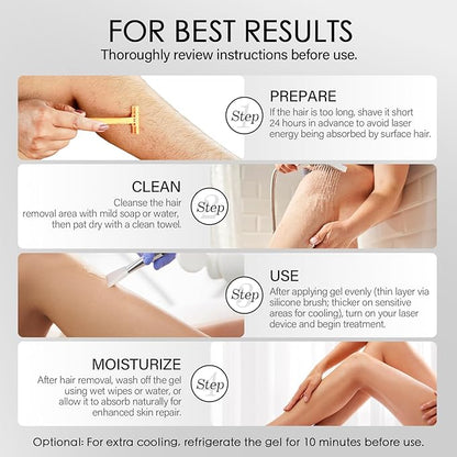 Cooling Gel for Hair Removal Device 300g Soothing Cooling Conductive Gel on Face Body Legs Arms Underarms for Woman and Men with Aloe Vera Centella Asiatica