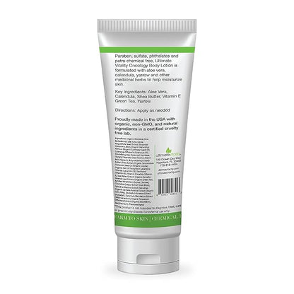 UltimateVitality Oncology Cream for Chemo Patients - Natural Organic Chemo Lotion, Paraben and Pthalate Free Moisturizing Lotion for Sensitive and Irritated Skin - 6 Ounces