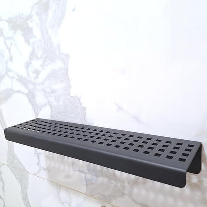 SereneDrains 316 Stainless Steel Rectangle Shower Shelf Traditional Square Design Bathroom Organiser Wall Mount Hardware Included (Matte Black, 12 Inch)